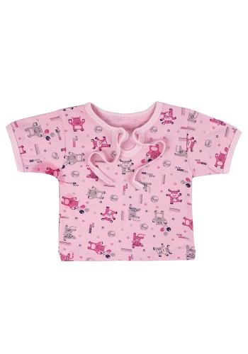 Состав:
Кулирка
Хлопок 100%
	Кофточка с короткими рукавами. Вырез в форме капелтки на завязках.