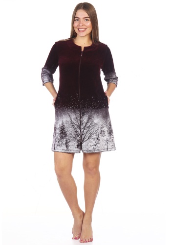 Состав:
Велюр 
Хлопок 80%
Полиэстер 20%
	Велюровый халатик на молнии.