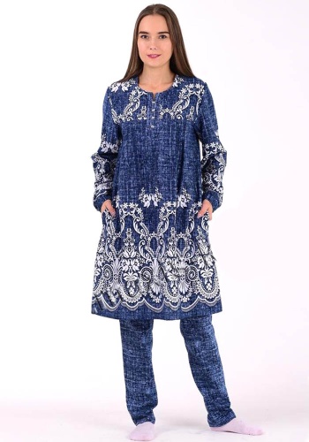 Состав:
Хлопок 100%
	Женский комплект для дома, состоит из туники и брюк. 
Обратите внимание: расцветка товара на сайте может отличаться от фактической расцветки. Оптовый склад оставляет за собой право поставить товар любого цвета, который имеетс