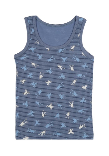 Состав:
Хлопок 95%
Эластан 5%
      Детская майка из принтованного полотна. 