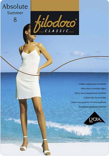 Состав:
Полиамид 84%, 
Эластан 16%
   Тонкие прозрачные колготки с лайкрой, плотностью 8 ден, однородные, с ластовицей, плоскими швами и формованной стопой.