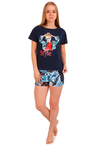 Состав:
Кулирка
Хлопок 100%
	Женский комплект для дома, состоит из футболки и шорт. 

Обратите внимание: расцветка товара на сайте может отличаться от фактической расцветки. Оптовый склад оставляет за собой право поставить товар любого цвета, к