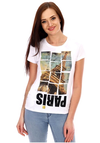 Состав:
Кулирка 
Хлопок 100%
	Футболка женская, полуприлегающего кроя. С модным принтом.

Обратите внимание: расцветка товара на сайте может отличаться от фактической расцветки. Оптовый склад оставляет за собой право поставить товар любого цвет