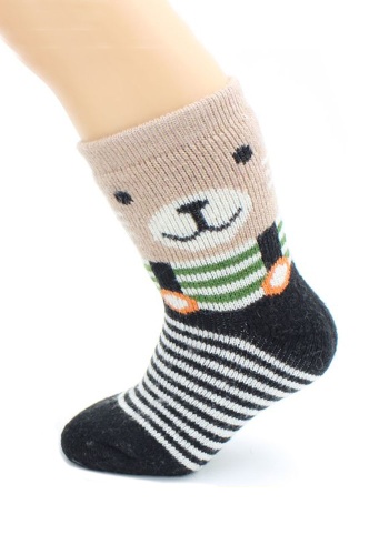 Состав:
Ангора 50%
Акрил 30%
Полиамид 20%
	Детские носки из ангоры.Махровые изнутри. Узоры и цвета ассорти. 