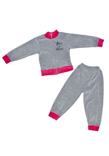 Состав:
Велюр
	Детский спортивный костюм (куртка на молнии + штаны). 