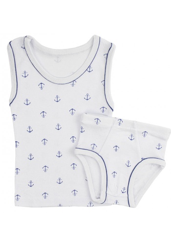 Состав:
Рибана
Хлопок 100%
	Комплект для мальчика (майка + трусы).