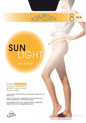 Состав: 
Полиамид 82%,     
Эластан 18%
	Тонкие прозрачные колготки с лайкрой плотностью 8 ден и заниженной талией. Формованная стопа, плоские швы и укрепленный мысок.