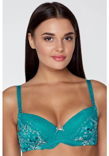 Состав:

Эластичное полотно
ПА 85%,
ПУ 15%
Кружево
ПА 90%,
ПУ 10%

	Бюстгальтер формы T-Shirt с формованной чашкой без Push-ap для всех размеров. Детали бюстгальтера выполнены из эластичного принтованного полотна и кружева. Центральная деталь дек