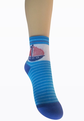 Состав: 
Хлопок 74%, 
Полиамид 24%, 
Эластан 2%
	Демисезонные носки для мальчика с морской тематикой.