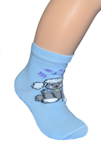 Состав: 
Хлопок 85%, 
ПА 12%, 
Эластан 3%
	Детские носки из хлопка. Гладь, 3D компьютерный рисунок.