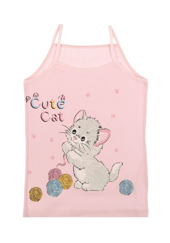 Состав:
Хлопок 100%
	Детская майка для девочки на тонких бретелях. Спереди украшены рисунком. Цвета ассорти. 