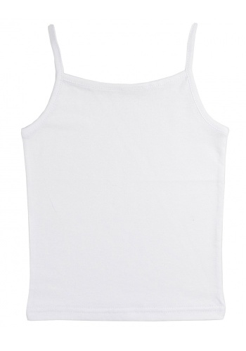 Состав:
Кулирка
Хлопок 100%
	Майка для девочки белая, на тонких лямочках.