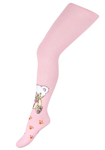 Состав:
Хлопок 76%, 
Полиамид 21%, 
Эластан 3%
	Колготки детские, с рисунком в виде очаровательного мишки и следов в нижней части изделия.