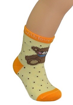 Состав:
Хлопок 80%, 
ПА 15%, 
Эластин 5%
	Детские носки из хлопка. Кулирная камера, компьютерный рисунок.