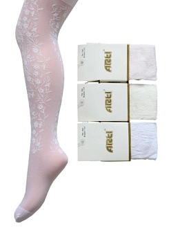Состав:
Хлопок 90%
Эластан 10%
	Однотонные прозрачные колготки нежного цвета. Модель имеет высокую посадку. Без уплотнений на пяточках, но с упрочненными пальчиками. Украшены рисунком из ажурных цветочков.