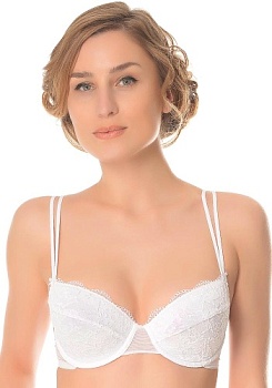 Состав:  
Полиамид 50%
Хлопок 45%
Эластан 5%
	Бюстгальтер из эластичного кружева и эластичного сетчатого полотна, на каркасах. Чашки на дубляже с хлопоком. Отделка — бантики.