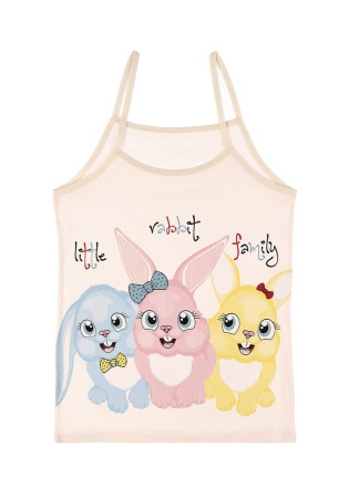 Состав:
Хлопок 100%
	Детская майка для девочки на тонких бретелях. Спереди украшены рисунком. Цвета ассорти. 