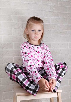 Состав:
Интерлок
Хлопок 100%
	Пижама для девочки с длинным рукавом.