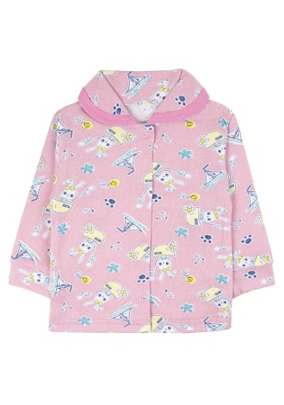 Состав:
Кулирка
Хлопок 100%
	Кофточка ясельная на кнопках, с воротничком, с манжетами на рукавах.