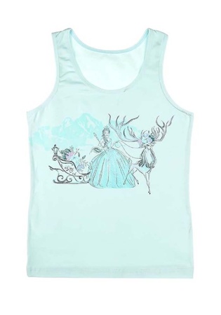 Состав:
Хлопок 95%
Эластан 5%
	Детская майка для девочки на широких бретелях. Спереди украшен рисунком. 