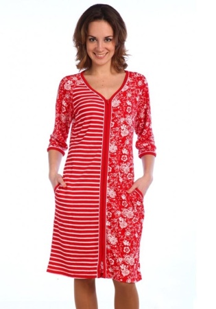 Состав: 
Петельчатая махра 
Хлопок 80%, 
Полиэстер 20% 
	Классический халат прямого силуэта выполнен на молнии, с карманами, рукавами 3/4 длины, с окантовой контрастного цвета. Удобный вариант для повседневного пользования, так как изготовлен из т