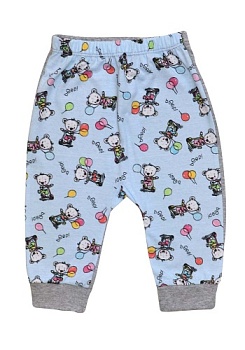 Состав:
Кулирка+рибана
	Детские штанишки с манжетами. Спереди из цветного полотна, сзади - из однотонного. 