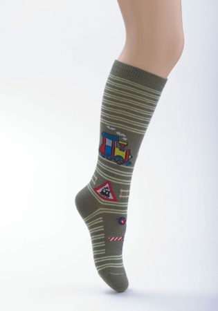 Состав: 
Хлопок 74%, 
Полиамид 24%, 
Эластан 2%
	Получулки с изображением дорожных знаков.