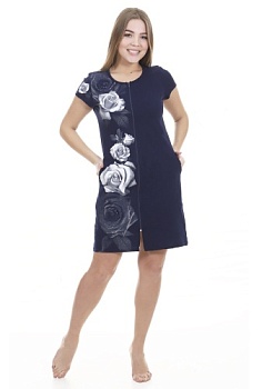 Состав:
Кулирка
Хлопок: 100%.
	Халат женский из кулирки, укороченный, на молнии.