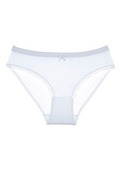 Состав:
Хлопок 95%
Эластан 5%
	Детские трусы для девочки из однотонного полотна. Пояс выполнен из широкой резинки, украшен бантиком. Пройма декорированы кружевом. 