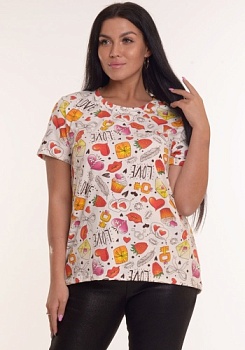 Состав:
Кулирка 
Хлопок 95%
Лайкра 5%
	Футболка полуприлегающего силуэта. Рукав короткий, втачной. Спинка слегка удлиненная по центру. Горловина обработана планкой. Яркая молодежная набивка ткани.

Обратите внимание: расцветка товара на сайте 