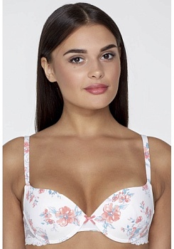 Состав:
Эластичное полотно
ПА 85%,
ПУ 15%
Кружево
ПА 90%,
ПУ 10%
	Бюстгальтер классической формы с формованной чашкой с Push-ap для размеров 70AB, 75ABC, 80B и без Push-ap для размеров 70C, 75DE, 80CDE, 85BCD. Детали бюстгальтера выполнены из э