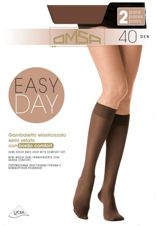 Состав: 
Полиамид 87%, 
Эластан 13%
	Полупрозрачные шелковистые гольфы плотностью 40 ден, с лайкрой, резинка широкая и комфортная. В конверте 2 пары.