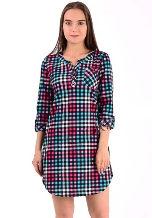 Состав:
Хлопок 100%
	Женская туника на пуговицах. 

Обратите внимание: расцветка товара на сайте может отличаться от фактической расцветки. Оптовый склад оставляет за собой право поставить товар любого цвета, который имеется на данный момент.	