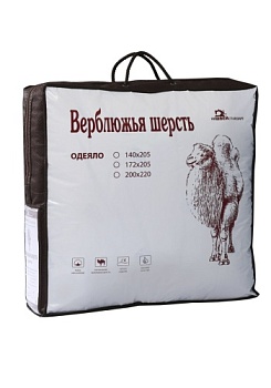 Состав:	
Ткань хлопок 100% (тик), 
Наполнитель верблюжья шерсть, пэ, цвет бежевый с логотипом верблюда
	Одеяло стеганое  всесезонное, плотность наполнителя 300 г/м2.
Размер:
ОШВ-15ов
140х205
всесезонное	
ОШВ-18ов
172х205
всесезонное	
