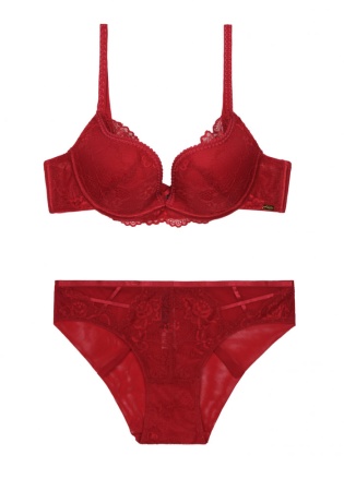 Состав:
Ткань
Нейлон 82%
Эластан 18%
Кружева
Нейлон 90%
Эластан 10%
	Стильный кружевной комплект состоит из бюстгальтера и трусиков-слипов. 
