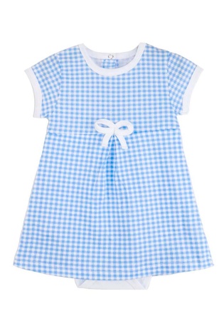 Состав:
Кулирка
Хлопок 100%
	Детское платье-бодив клеточку, на поясе бантик. 