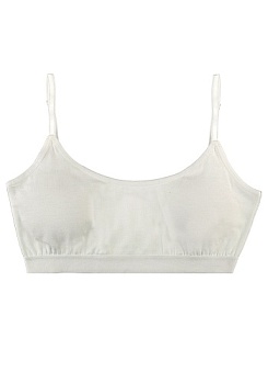 Состав:
Хлопок 95%
Эластан 5%
	Детское бюстье для девочки на тонких бретельках, с небольшой поролоновой вставкой. 