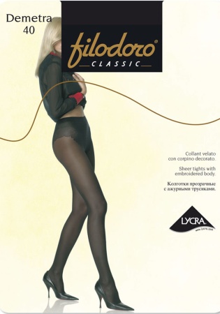 Состав:
Полиамид 89%
Эластан 11%
   Полупрозрачные колготки плотностью 40 ден, с ластовицей, с высокими ажурными трусиками.