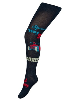 Состав:
Хлопок 76%, 
Полиамид 21%, 
Эластан 3%
	Колготки для мальчиков, с рисунком. Оригинальная модель колготок на мотоциклетную тематику украшена рисунком в виде ярко-красного квадроцикла.
