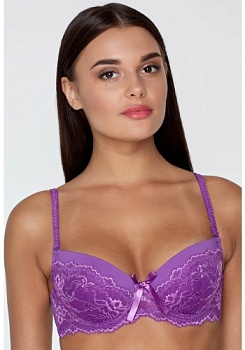 Состав: 
Эластичное полотно 
ПА 85%, 
ПУ 15% 
Эластичная сетка 
ПА 88%, 
ПУ 12% 
Эластничное кружево 
ПА 90%, 
ПУ 10% 
	Бюстгальтер формы T-Shirt с формованной чашкой без Push-up для всех размеров. Детали бюстгальтера выполнены из эластичног