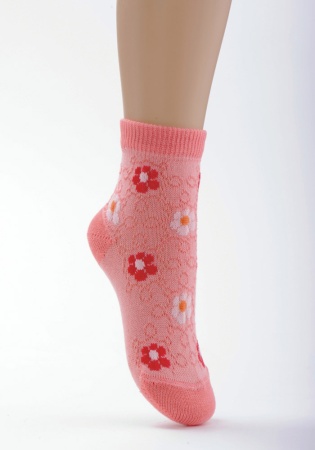 Состав: 
Хлопок 87%, 
Полиамид 11%, 
Эластан 2%
	Летний носок с двойным бортом, рельефное переплетение с вышивкой, широкая резинка.