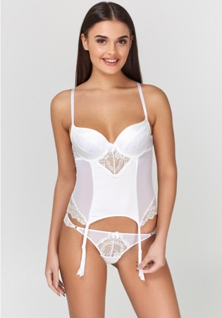 Состав:
Атласное полотно
ПЭ 97%
ПУ 3%
Сетка
ПА 88%
ПУ 12%
Кружево
ПА 90%
ПУ 10%
Ластовица
Хлопок 100%
	Комплект из мягкого корсета и трусов
	Грация с формованной чашкой с Push-ap для размеров 70AB, 75ABC, 80B и без Push-ap для размеров 70