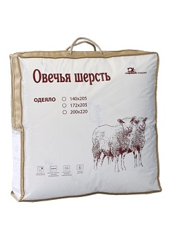 Состав:	
Ткань: хлопок, п/э
Наполнитель: овечья шерсть, п/э, цвет сливочный с логотипом овечки
	Одеяло стеганое лёгкое, плотность наполнителя 150 г/м2.
Размер:
ОШО-15ол
140х205
лёгкое
ОШО-18ол
172х205
лёгкое
ОШО-22ол
200х220
лёгко
