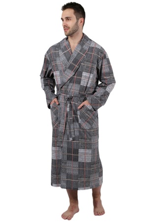 Состав: 
Кулирка
Хлопок 100%
	Халат мужской запашной со съёмным поясом по линии талии, двумя накладными карманами. Воротник – шаль. Рукав втачной длинный на манжете.

Обратите внимание: расцветка товара на сайте может отличаться от фактической 