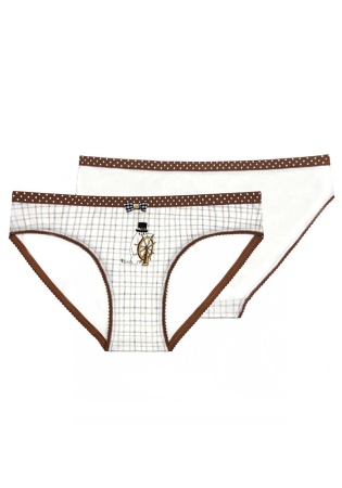 Состав:
Хлопок 95%,  
Эластан 5%
	Женские трусики из набивного полотна, декорированы атласным бантиком.