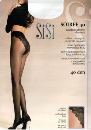 Состав:
Полиамид 89%,
Эластан 11%
	Прозрачные колготки, плотностью 40 ден. Пикантная «изюминка» - ажурные трусики интересного дизайна. Абсолютный комфорт подарят уплотненный мысок, ластовица и плоские швы изделия. Формованные колготки обладают све
