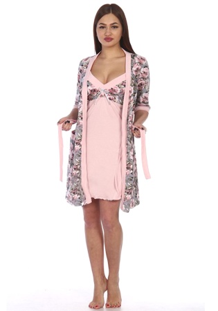 Состав:
Кулирка
Хлопок 100%
    Женский комплект, состоящий из халата и сорочки. 
Обратите внимание: расцветка товара на сайте может отличаться от фактической расцветки. Оптовый склад оставляет за собой право поставить товар любого цвета, которы