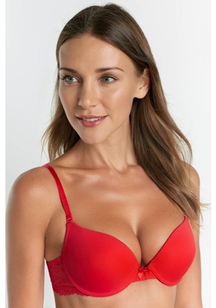 Состав:
Эластичное полотно 
ПА 85%, 
ПУ 15%
Кружево
ПА 90%, 
ПУ 10%
	Бюстгальтер классической формы с формованной чашкой с Push-up для размеров 70AB, 75ABC, 80B и без Push-up для размеров 70C, 75DE, 80CDE, 85BCD. Детали бюстгальтера выполнены и