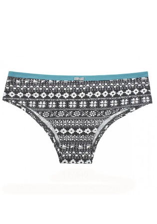 Состав:
Хлопок 95%,  
Эластан 5%
	Женские трусики из набивного полотна, декорированы атласным бантиком.