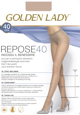 Состав:
Полиамид 88%,
Эластан 12%
	Полупрозрачные шелковистые колготки плотностью 40 ден, с массажным эффектом, уплотненными шортиками и усиленным мыском.